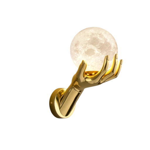 Lampa na ścianę w kształcie ręki trzymającej księżyc 27 x 22 cm Żywica i druk 3D Ciepłe białe światło 2700-3500 K Gniazdo G9 5 W Dekoracja do pokoju