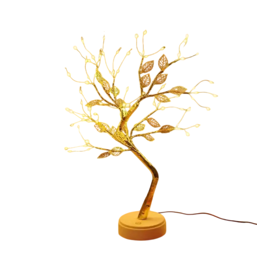 Lâmpada de mesa LED 50 cm Luz decorativa em forma de bonsai Árvore dourada Decoração luminosa USB ou pilhas Natal Decoração para casa