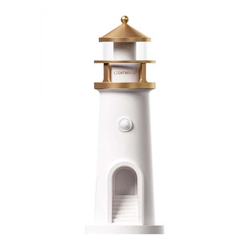 Lâmpada decorativa em forma de farol 24 x 7 cm Projeção da lua Luz nocturna com sensor de movimento Iluminação para quarto e sala de estar