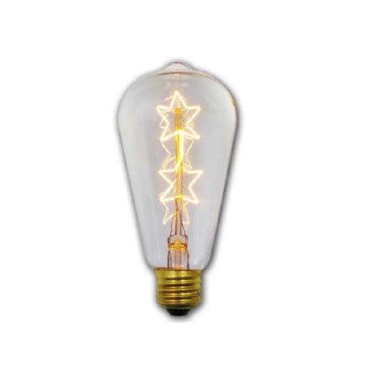 Lâmpada Edison com Estrelas ST64 E27 Filamento em forma de duas estrelas 40 W 220 V 6,4 x 14,2 cm Vidro e base em latão Luz quente Para o Natal