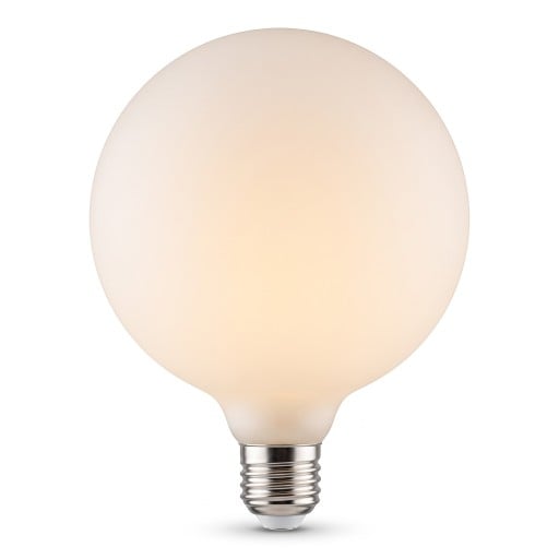 Lâmpada LED G95 em forma de bola Baquelite branca opaca 13,3 x 9,5 cm Base roscada Luz branca quente 3000 K Para lâmpadas e candeeiros