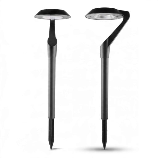 Lâmpada LED solar para relva 2 pcs Branca quente À prova de água 49,5 x 15 cm Potência 0–5 W Preta Luz de estaca para jardim e pátio de villa