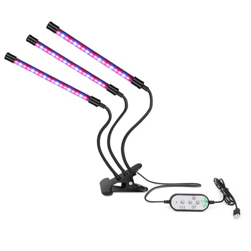 Lâmpada para cultivo doméstico com três cabeças 54 LED 27 W