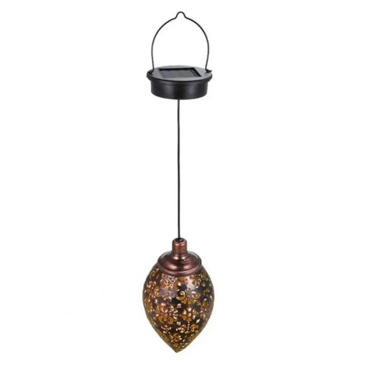 Lampada solare da esterno a sospensione Goccia d'acqua 55x10 cm Design incavato Illuminazione decorativa impermeabile per giardino terrazza recinzione