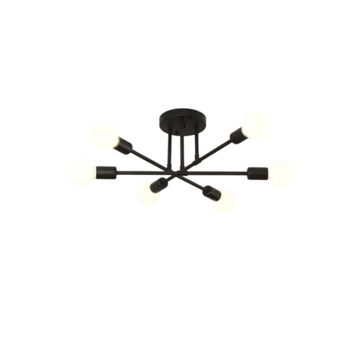 Lampadario moderno a sospensione a forma di stella Design regolabile 6 fonti di luce Struttura in metallo Attacco E27 compatibile con LED Illuminazione 8-12 m²