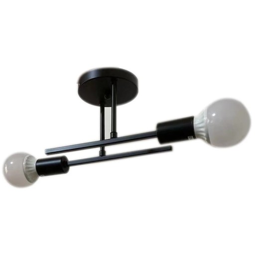 Lampadario nero moderno per due lampadine E27 Lampadario incassato in metallo Illuminazione da soffitto Minimalista 32 x 13 cm