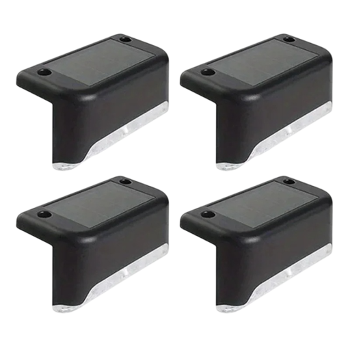 Lâmpadas LED solares para escadas 7,8x4,7x2,8 cm Luz à prova de água 4 pcs Iluminação noturna exterior para corrimão jardim terraço Decoração de pátio