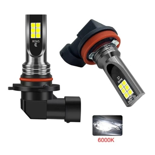 Lampadine LED per nebbia H3 set da 2 pezzi 8000 lm Alluminio con 12 LED SMD 3030 Bianco freddo 6000 K Per fari fendinebbia auto