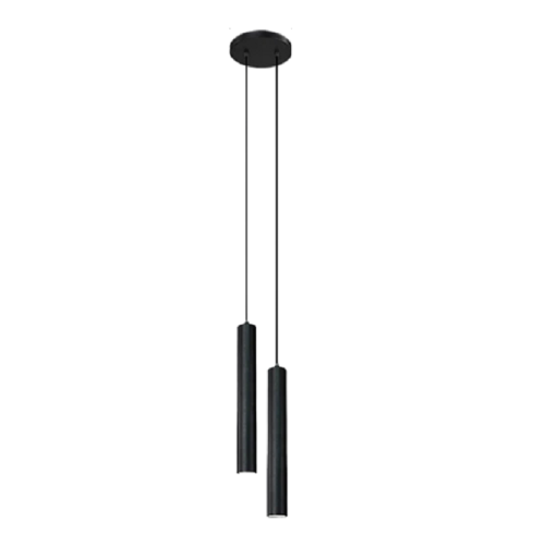 Lámpara colgante LED moderna de metal de 6 W en blanco neutro Lámpara de araña tubular doble con cable de 2 m Foco minimalista negro de 30 x 3 cm