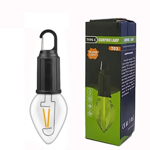 Lámpara de camping LED solar con gancho 180 mm carga USB-C IPX4 a prueba de agua linterna portátil para uso exterior