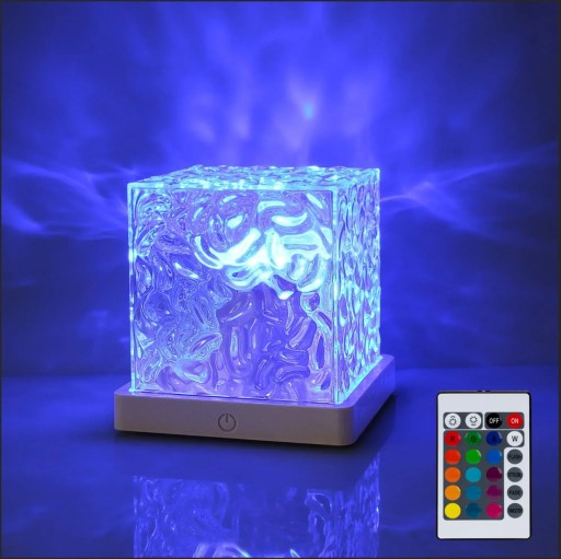 Lámpara de ondas de agua, proyector de efectos de luz de 16 colores, luz LED atmosférica, iluminación relajante para dormitorio y sala de estar