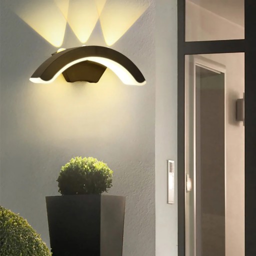 Lámpara de pared LED 10W IP66 luz blanca cálida 29,6 x 9 cm para balcón, terraza, jardín, iluminación exterior