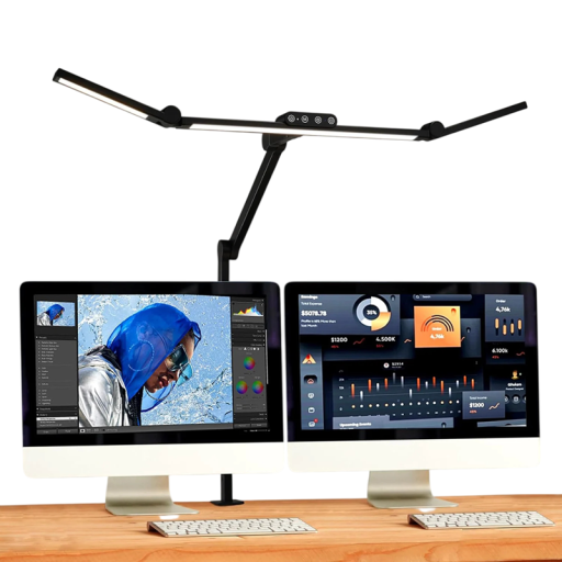 Lampe de bureau à bras articulés LED 24W Réglage de la couleur et de l'intensité de la lumière Tactile avec capteur de lumière À fixer au bureau