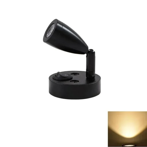 Lampe de lecture intérieure LED 12V 3000K pivotante murale et plafond pour caravane, maison, camping-car avec interrupteur