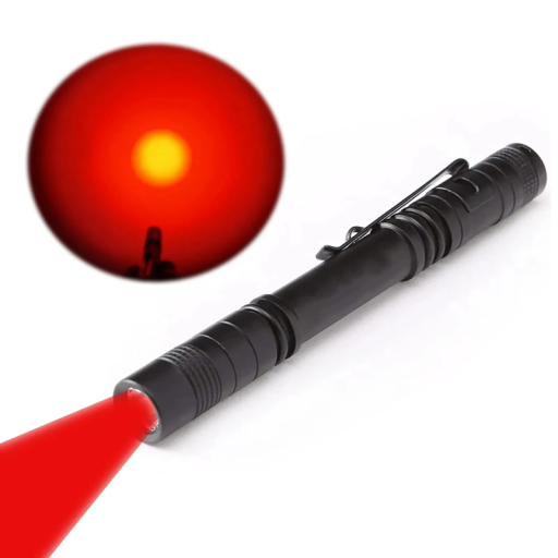 Lampe de poche avec lumière rouge AAA batteries 13,3 x 1,5 cm Lampe de poche compacte à piles Idéale pour l'observation de la nature Éclairage nocturne pour le camping