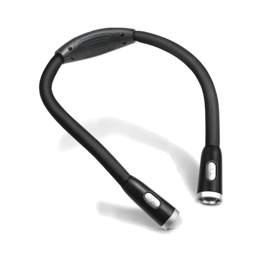 Lampe LED rechargeable pour le cou avec corps flexible 2 têtes lumineuses 3 niveaux de luminosité USB-C Légère Pour la lecture le tricot