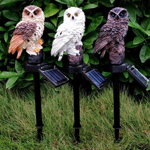 Lampe solaire à piquer hibou