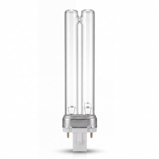 Lampe UVC 9 W 60 V Tube double 165 x 26 mm Verre clair et douille blanche à deux broches Blanc froid 5500–7000 K Pour appareil avec douille G23