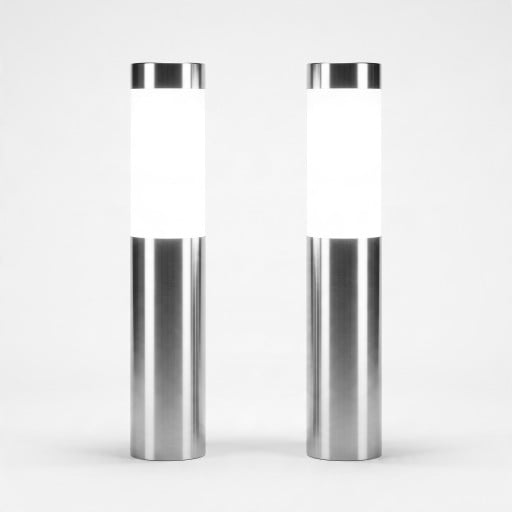 Lampy stojące solarne 2 szt. Z czujnikiem ruchu 37,5 x 6 cm Wodoodporne Plastik i stal nierdzewna Zimne białe światło Do ogrodu