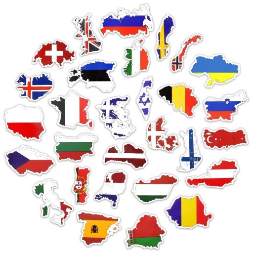 Landsflag klistermærker 50 stk.