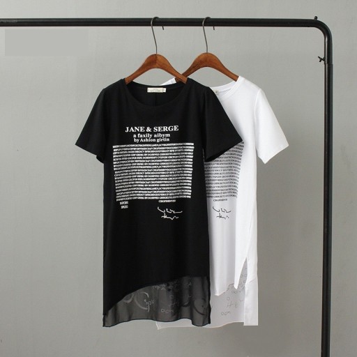 Lang asymmetrisk T-shirt til kvinder