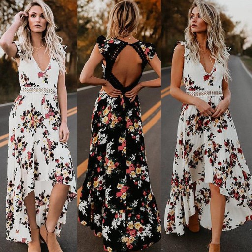 Lang blomstret boho-kjole