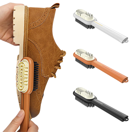 Lang håndtag dobbeltsidet skobørste 19 x 3,6 x 4 cm Gummiside og børsteside Multifunktionel skobørste lavet af holdbar ABS plast