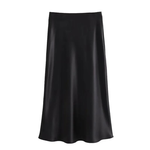 Lång satinkjol med hög midja för kvinnor Elegant maxikjol för sommaren Festkjol i satinkjol Mjukt glansigt material