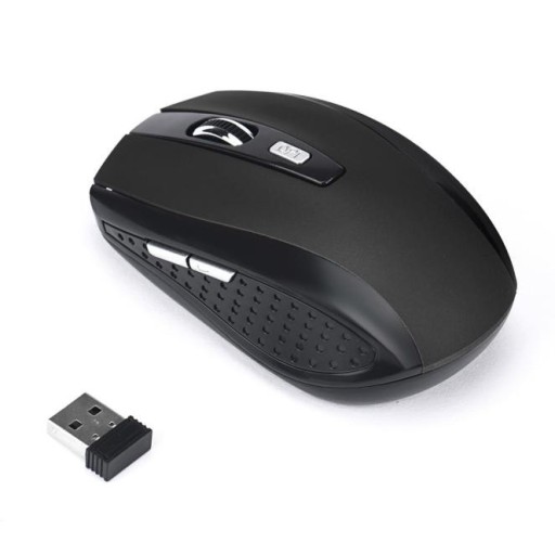 Langaton pelihiiri 2000 DPI pienellä USB-vastaanottimella 2,4 GHz Kantama 10 m Kaksi sivupainiketta ja DPI-painike Paristot 2x AAA 10 x 6 x