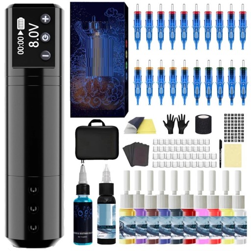 Langaton pyörivä tatuointikonesarja 12 cm 8 V 8500 rpm 1000 rpm Iskunpituus 4,2 mm USB-C Ammattilaissarja