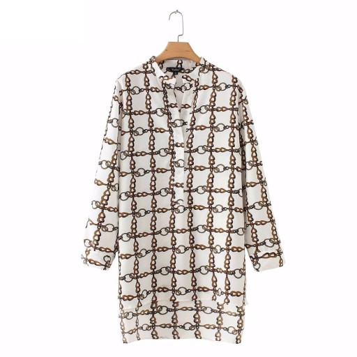 Lange Damenbluse mit Muster