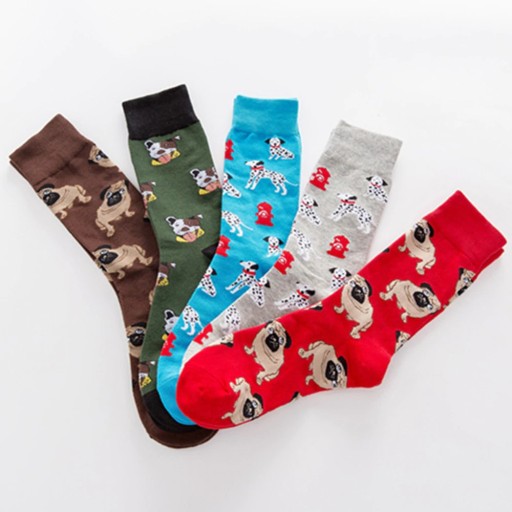 Lange herresokker med hundeprint