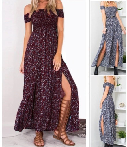 Langes Damenkleid mit hohem Schlitz