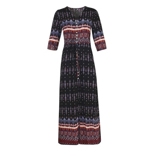 Langes Damenkleid mit Muster