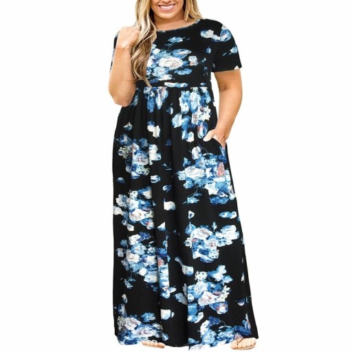 Långklänning för kvinnor med blommor - plus size