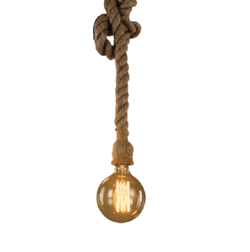 Lanová lampa na žiarovku E27 Povrazové závesné svietidlo na jednu žiarovku 5 W 90-260 V Vintage závesné osvetlenie s konopným lankom 0,5 m