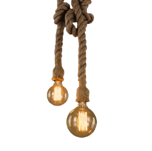 Lanová lampa na žiarovky E27 Povrazové závesné svietidlo na dve žiarovky 5 W 90-260 V Vintage závesné osvetlenie s konopným lankom 3 m