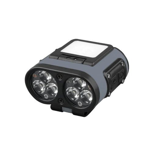 Lanternă frontală LED reîncărcabilă cu cablu USB C, 1500 mAh, rezistentă la apă IPX4, 5 moduri de iluminare, curea elastică detașabilă, material ABS PC, 55x60x35 mm