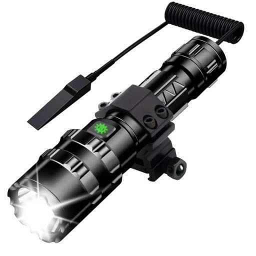 Lanterna LED puternică 1600 lm reîncărcabilă USB cu suport, comutator la distanță și baterie pentru utilizare în aer liber și utilizare universală