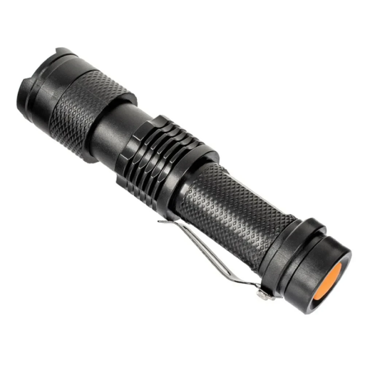 Lanternă tactică LED impermeabilă 9,5–10 cm IP67 cu opțiune de focalizare Lanternă compactă Corp antiderapant Plastic ranforsat Lampă de exterior