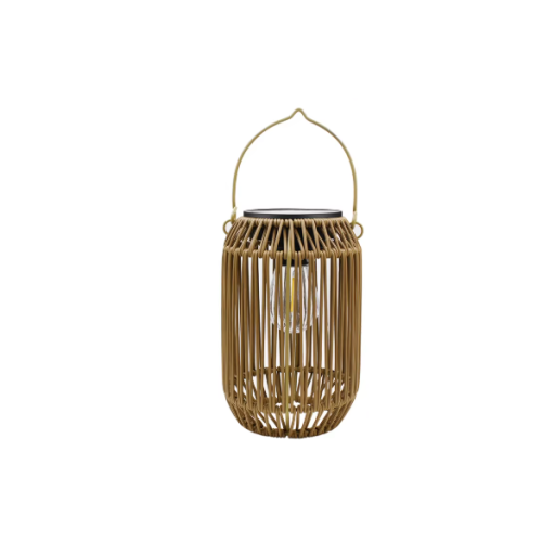 Lanterne LED solară suspendată IP65 stil bambus ratan 26,5 x 11 cm 800mAh lumină decorativă caldă