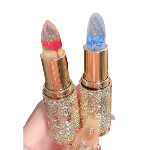Lápiz labial que cambia de color Lápiz labial transparente con flor Bálsamo labial hidratante Lápiz labial dorado