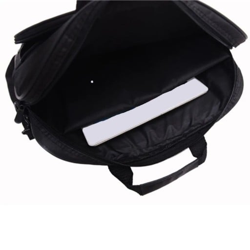 Laptop Tasche Schwarze Umhängetasche mit Vordertasche mit Reißverschluss Verstellbarer abnehmbarer Schultergurt Zwei Griffe Nylon Abmessungen 29 x 5,5