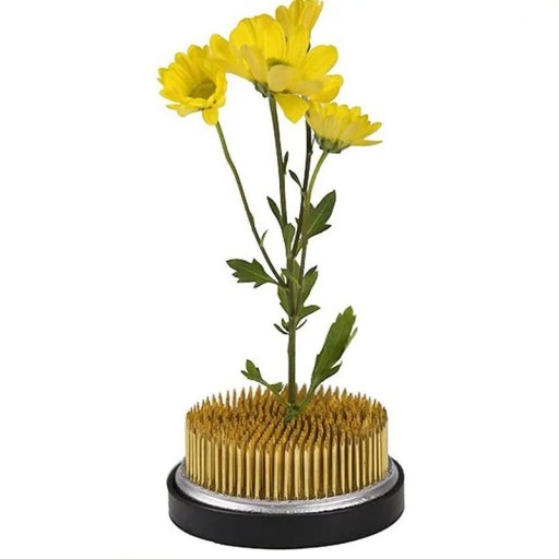 Large Brass Kenzan for Flower Sticking 46 mm Gold Holder for Ikebana Floristry and Extensive Arrangements in Flat Vases and Bowls