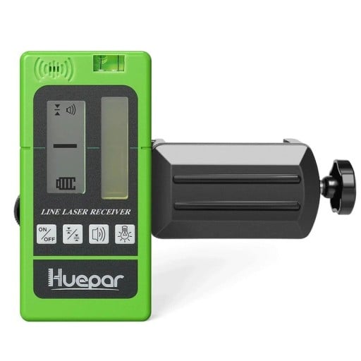 Laserontvanger voor pulserende lijnlasers met een bereik van 60 m voor groene en rode stralen met twee LCD-displays 140 x 68 x 26 mm groen-zwart