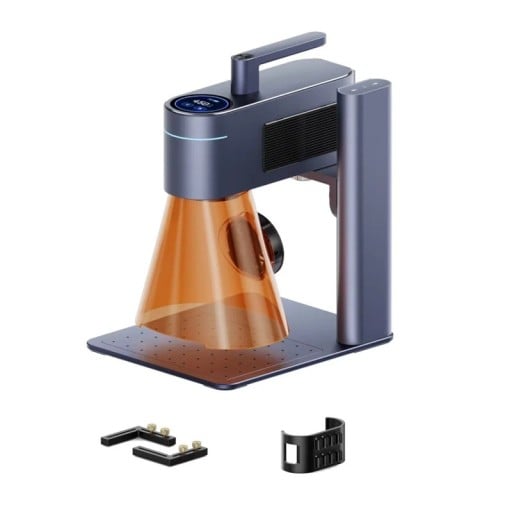 Laserová gravírka LaserPecker CNC 8K 10W infračervený a diodový laser priemer 0–145 mm rozlíšenie 1270 dpi modrošedá na kov, drevo aj akryl
