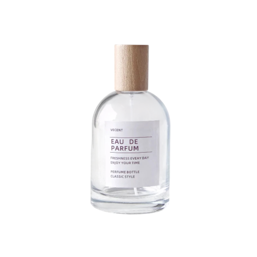 Lasinen parfyymipullo pyöreä muoto 100 ml läpinäkyvää lasia puukannella tuoksupullo pipetillä ja suppilolla