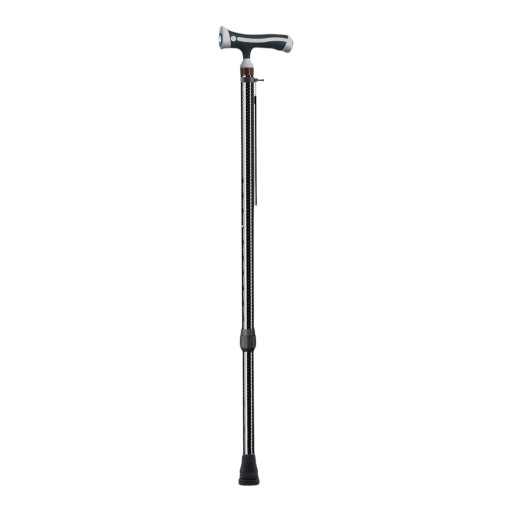 Laska spacerowa 73–95 cm Z LED światłem w rączce Teleskopowa w 10 pozycjach Nośność 100 kg Rączka 13 cm Dla wzrostu 140–185 cm