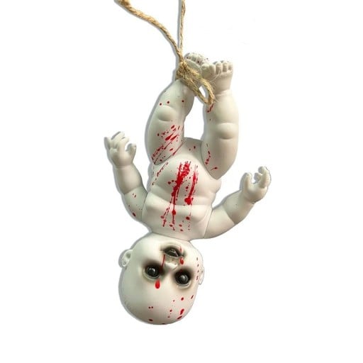 Lasten ripustettava nukke ilman hiuksia Kauhuteemainen ripustettava nukke Halloween-koriste kirotut nuket 25 x 15 cm