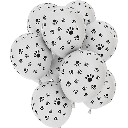 Latex Balloons with Dog Paw Print 30 cm Party Balloons with Paw Print White Decorative Latex Balloons for Birthday Celebration